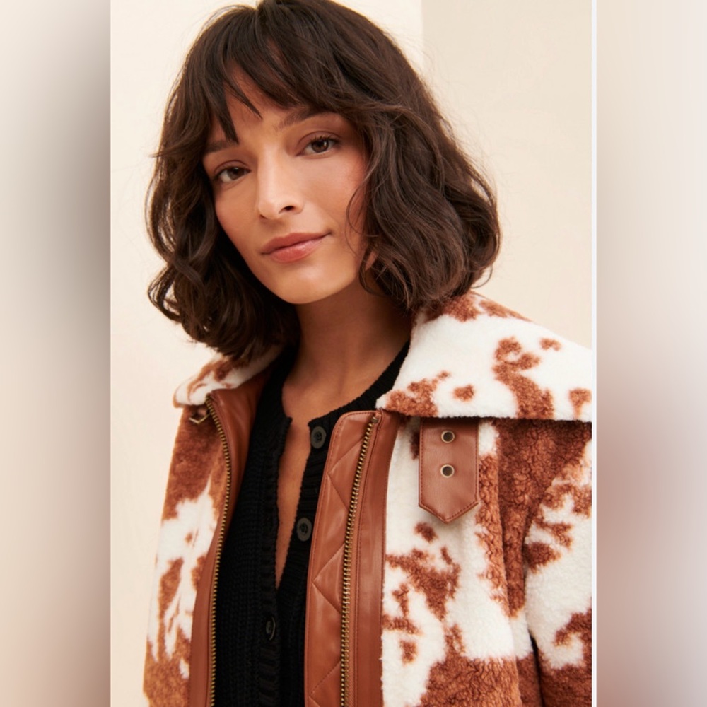 Anthropologie NVLT Cow Print Coat, XS NWOT - Picture 3 of 5